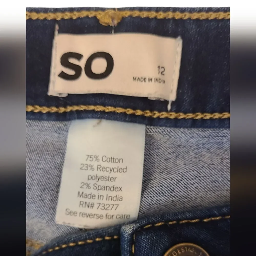 SO Shorts 4-Pocket Denim Frint‎ Zipper Girls sz 12